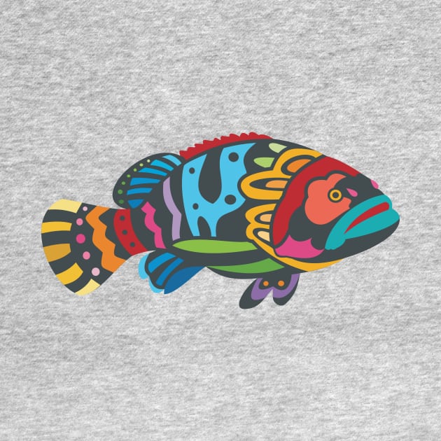 Colorful Grouper Fish by evisionarts